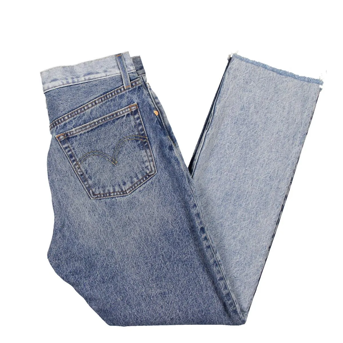 501 Womens Two Tone High Rise Straight Leg Jeans