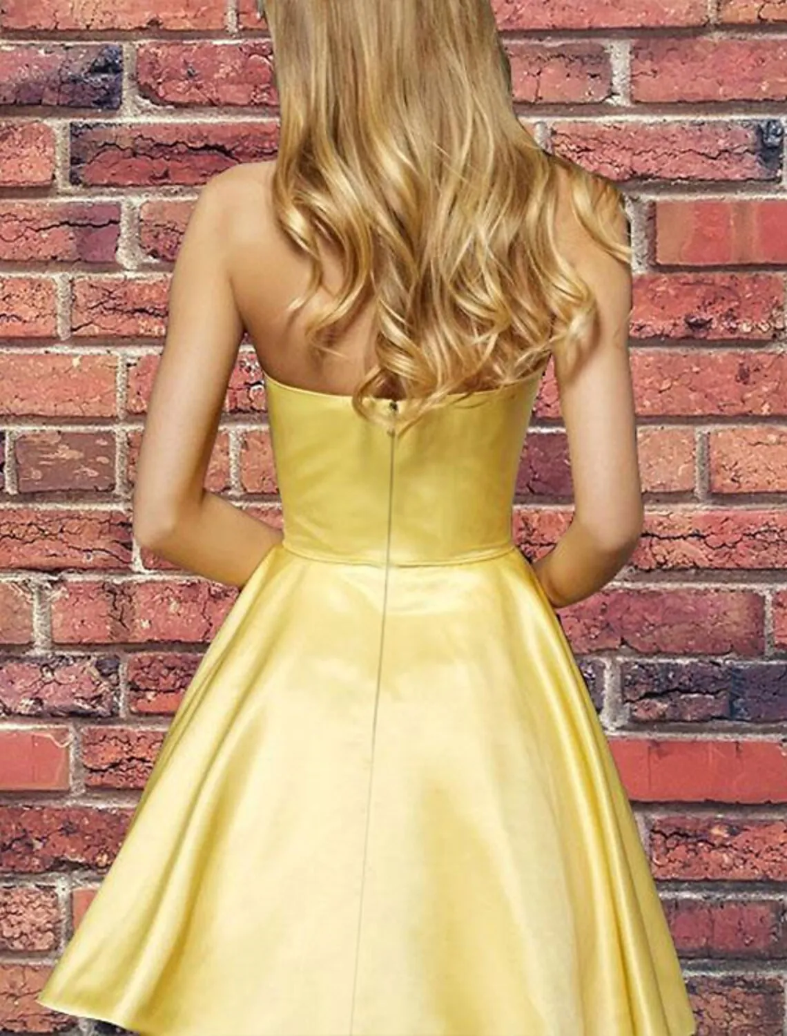 Aimishang  A-Line Hot Flirty Homecoming Cocktail Party Dress Strapless Sleeveless Short / Mini Satin with Sleek Pleats