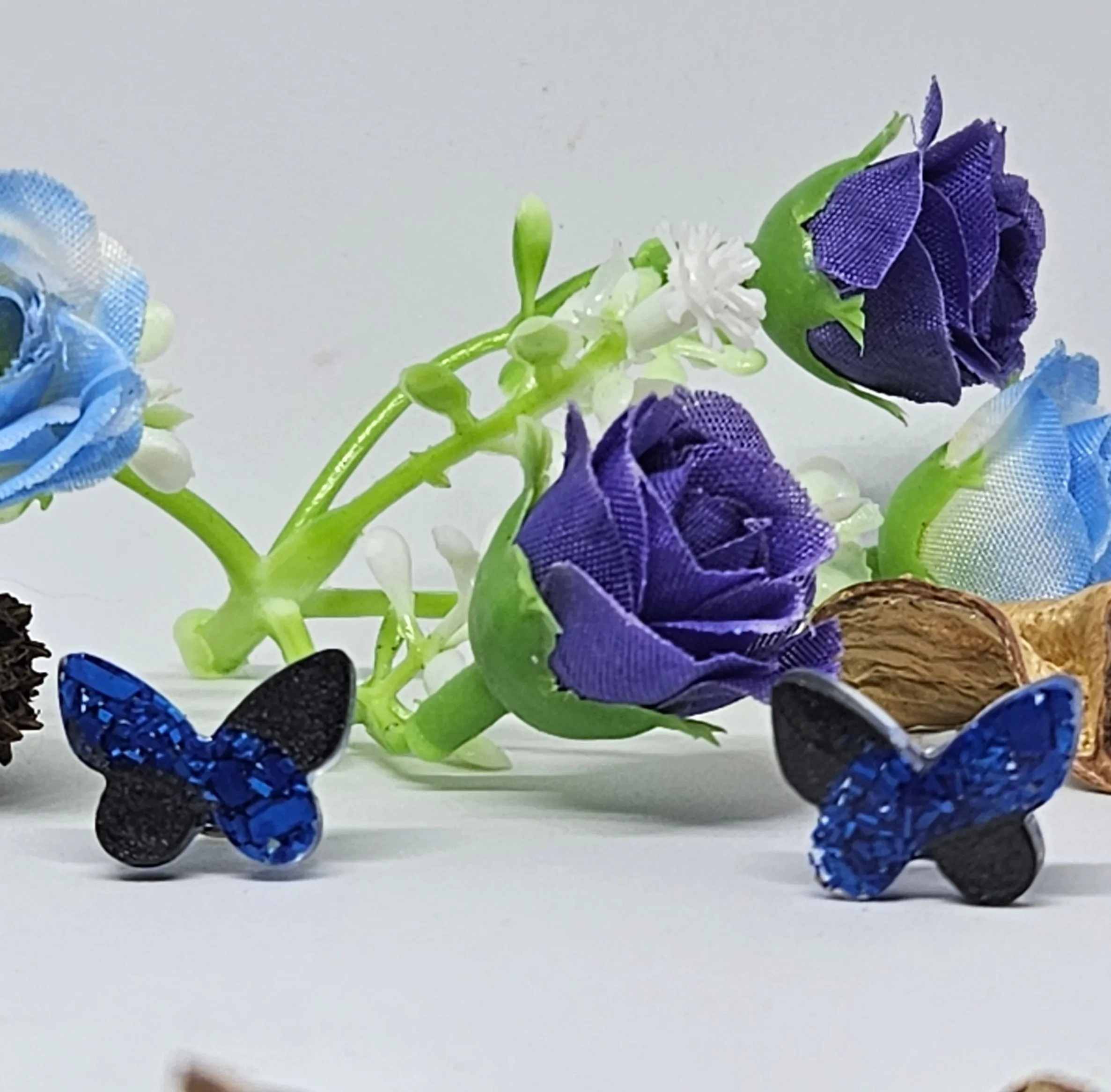 Black and Blue Butterfly Studs