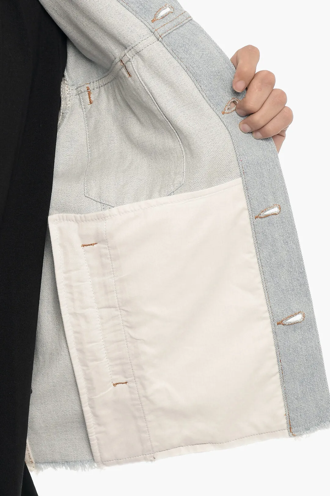 Bluemarble Two-Tone Denim Jacket with Frayed Hem