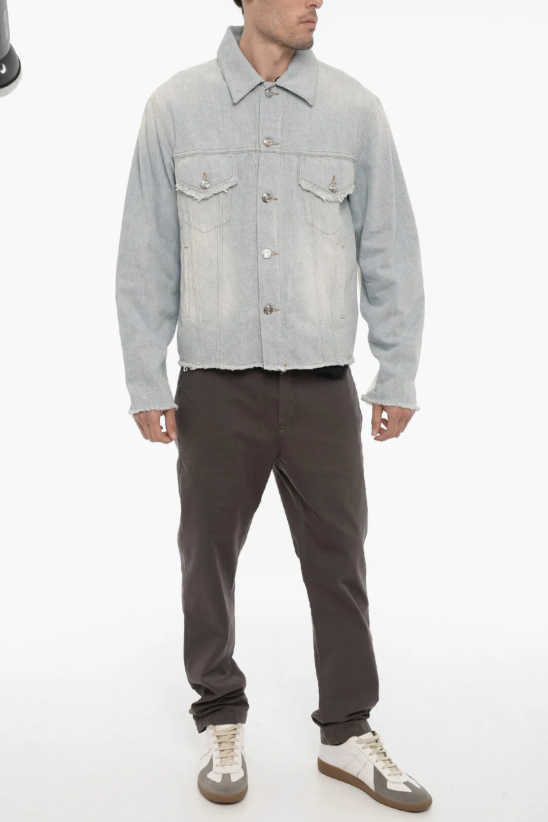 Bluemarble Two-Tone Denim Jacket with Frayed Hem