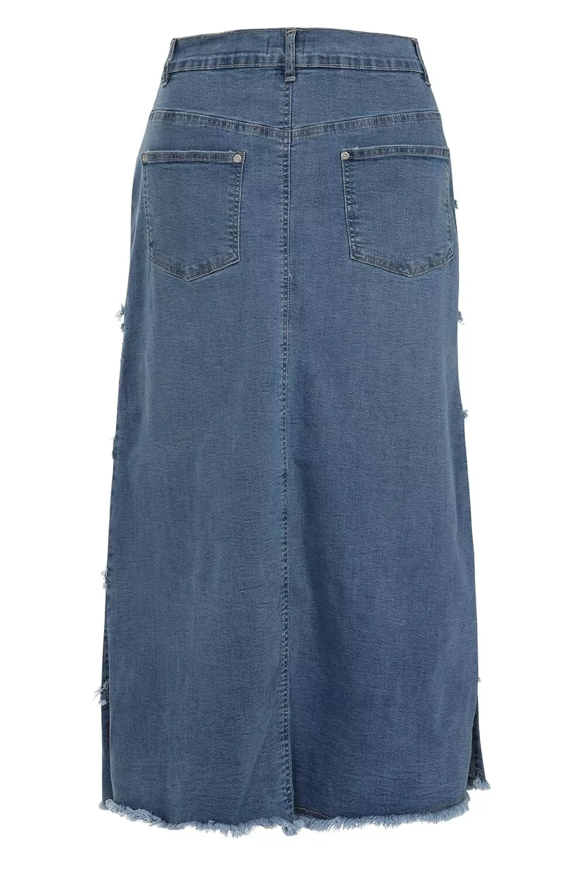 Clove Jeans Womens Blue Frayed Grid Maxi Skirts Long Denim Skirt Plus Size 12-24