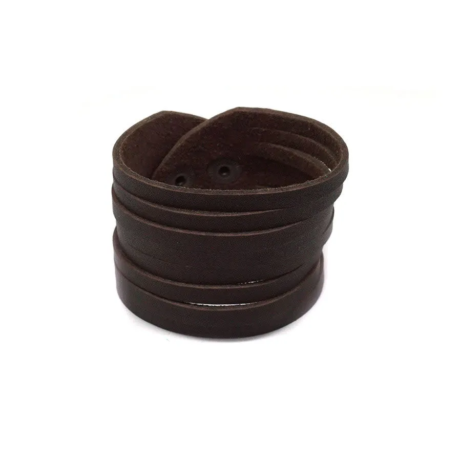 Dark Chocolate Shredded Leather Cuff