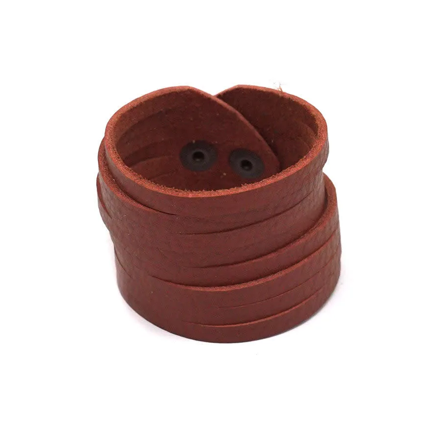 Dark Rust Shredded Leather Cuff