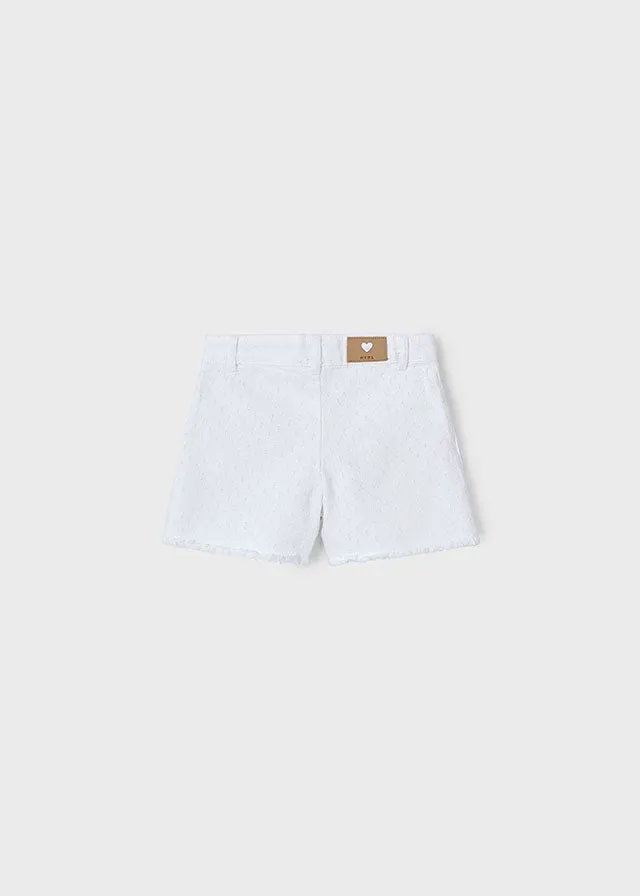 Girls Frayed Hem Shorts - White