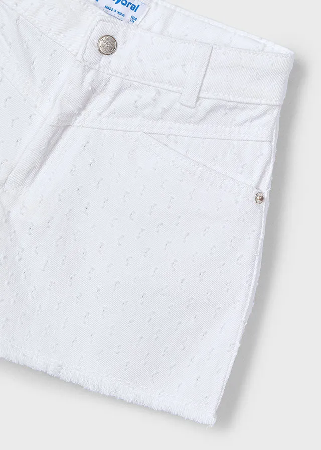 Girls Frayed Hem Shorts - White