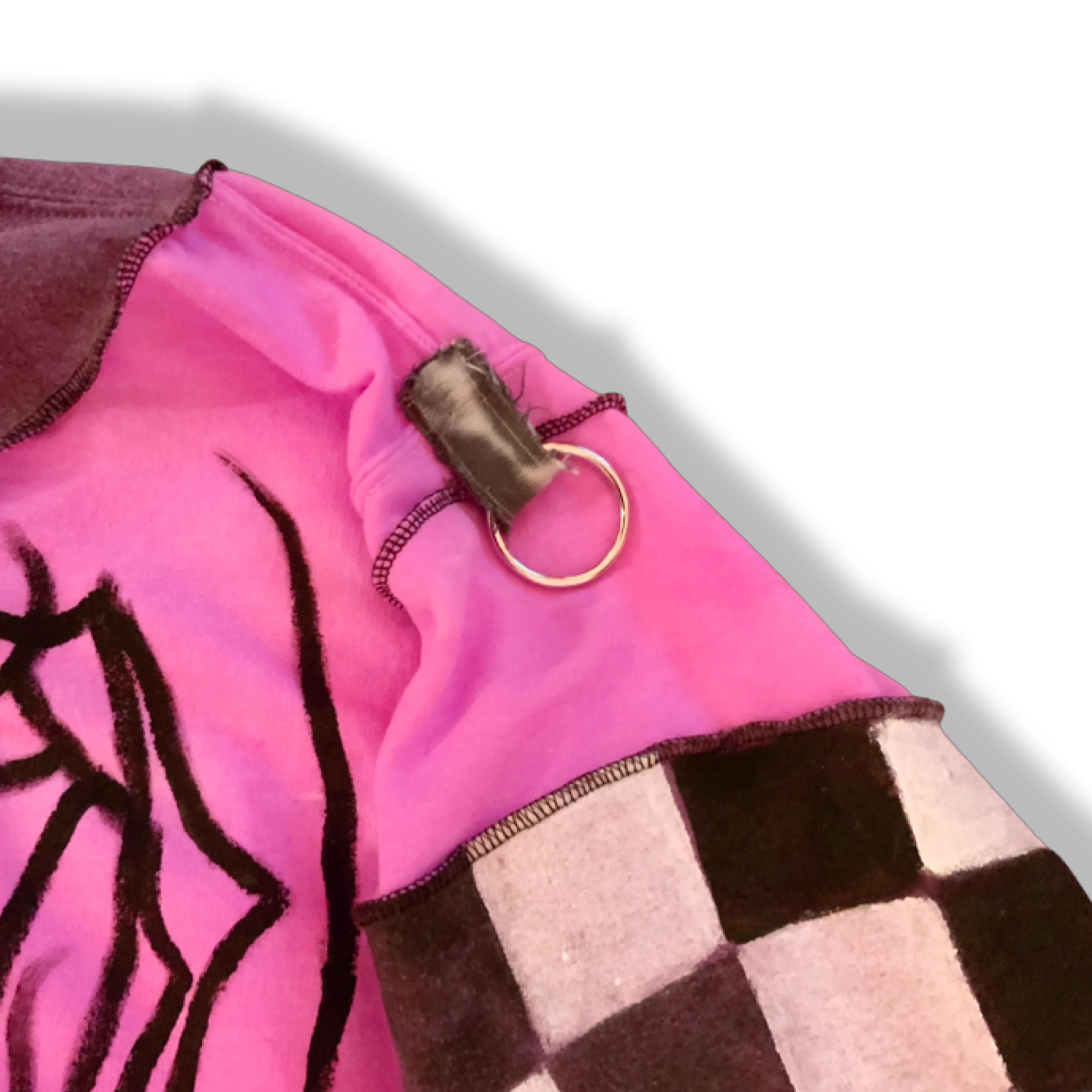 Handmade Reworked DIY Patch Pink Space Raiders Hoodie - 2XL