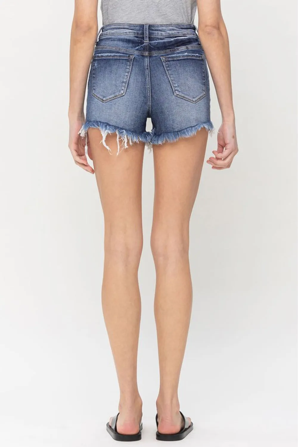 Lovervet Full Size Rory High Rise Frayed Shorts