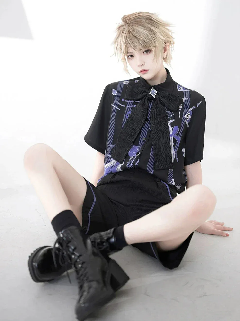 Print Prince Shorts   Handsome Loose Shirt
