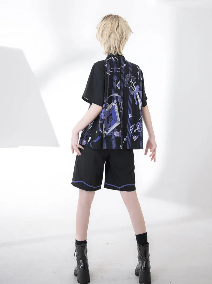 Print Prince Shorts   Handsome Loose Shirt