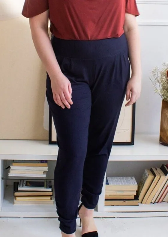 The Dressy Sweatpant in Navy Blue Rib