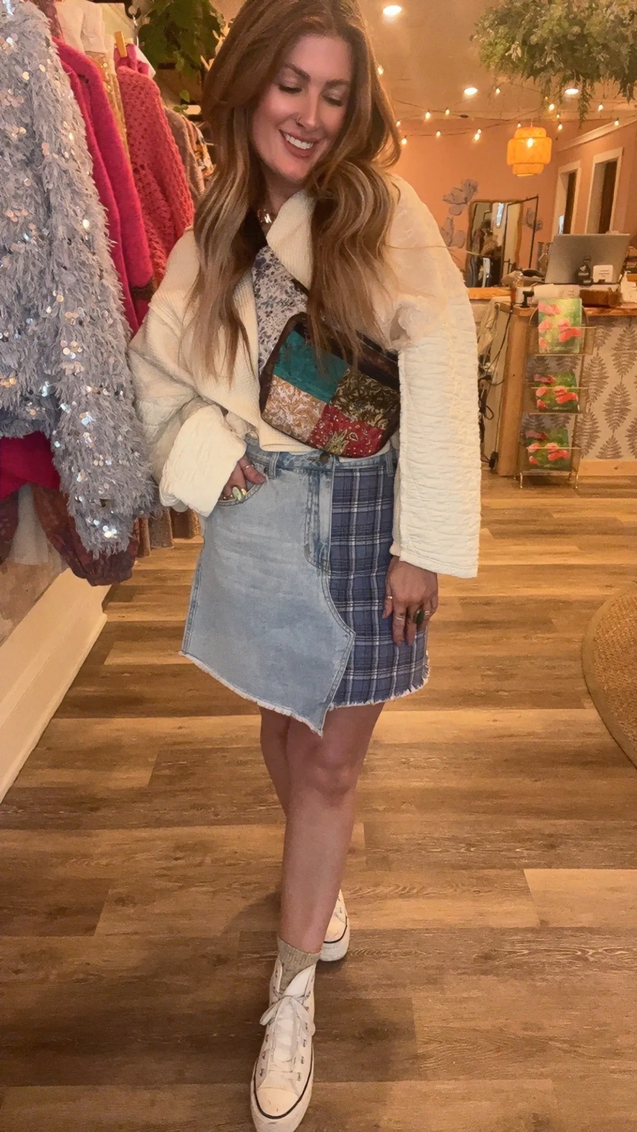 Winnie Denim patchwork skirt