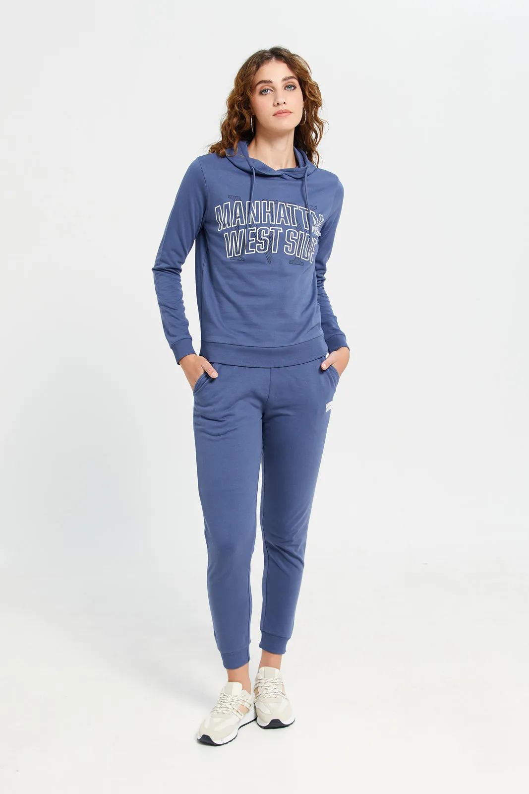 Women Blue Printed Jogger Pants